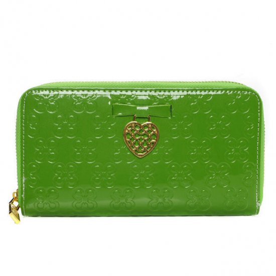 Coach Waverly Hearts Accordion Zip Large Green Wallets DVJ